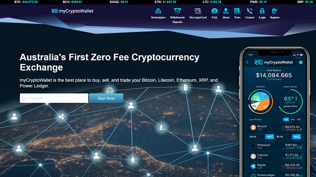 A screengrab of the MyCryptoWallet website as it appeared on April 1.
