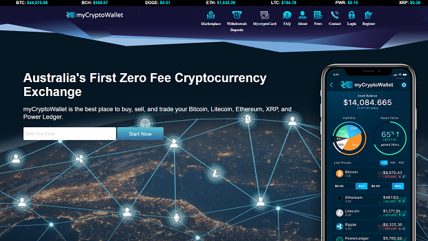 A screengrab of the MyCryptoWallet website as it appeared on April 1.
