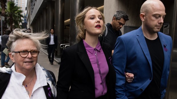 Australian actress Eryn Norvill arrives at the Supreme Court to hear the defamation case by Geoffrey Rush against The Daily Telegraph. 