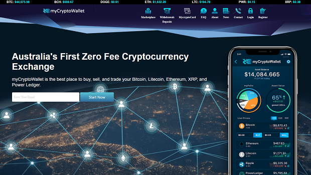 A screengrab of the MyCryptoWallet website as it appeared on April 1.