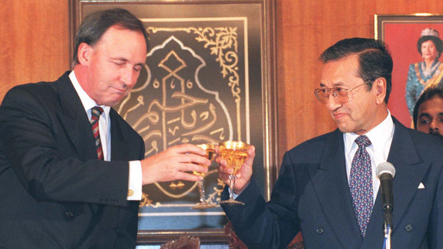 The feuding years: Paul Keating visiting Mahathir Mohamad.