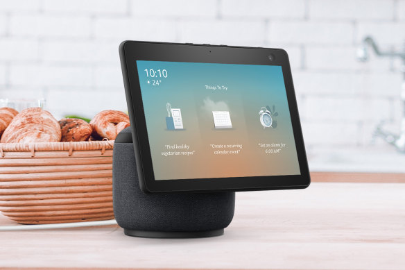 The new Echo Show 10 can spin almost all the way around so it can face you anywhere in the room.