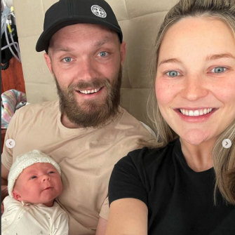 Gawn with wife Jess and son George.