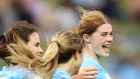 Cortnee Vine celebrates her goal against the Jets.