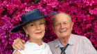 Katie Paige and Gerry Harvey attend the Moet Marquee Magic Millions Raceday at the Gold Coast Turf Club on January 11.