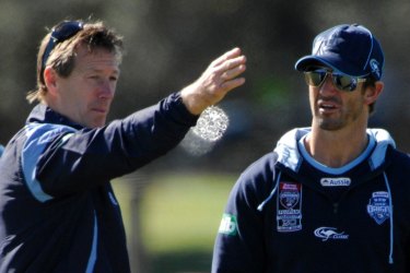 Craig Bellamy and Andrew Johns in camp for NSW in 2010.