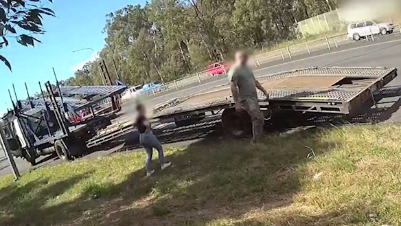 The truck carrying the Sydney couple was stopped on the Bruce Highway in the Moreton Bay region, north of Brisbane.