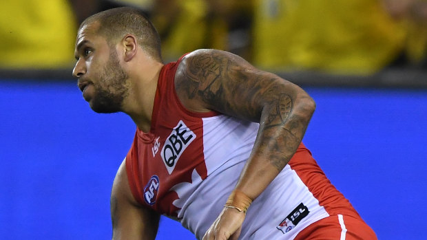 In the balance: Lance Franklin is no guarantee to return on Friday night against Essendon. 