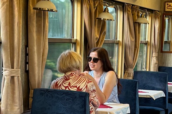 The dining car boasts vintage features and an extensive menu.