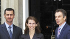 Bashar al-Assad and wife Asma being greeted by Britain’s then-prime minister Tony Blair outside 10 Downing Street in 2002.
