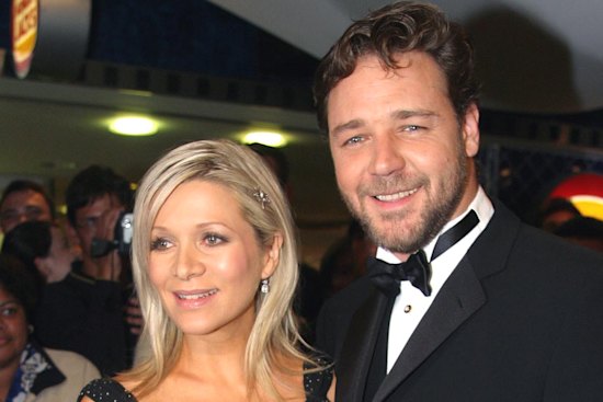 Actor Russell Crowe and his wife Danielle Spencer arrive at the Australian premier of his movie “Master and Commander: The Far Side of the World” in Sydney, Australia, Wednesday. Nov. 26, 2003. (AP Photo/Dan Peled)