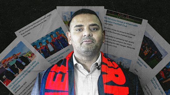 MA Services Group boss Micky Ahuja’s company was until recently a major sponsor of the Melbourne Demons.