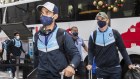 Indian cricket captain Ajinkya Rahane and his teammates arrive at the InterContinental Double Bay in Sydney.