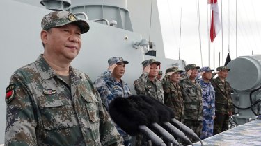 Chinese President Xi Jinping speaks after he reviewed the Chinese People's Liberation Army Navy fleet in the South China Sea in April last year.