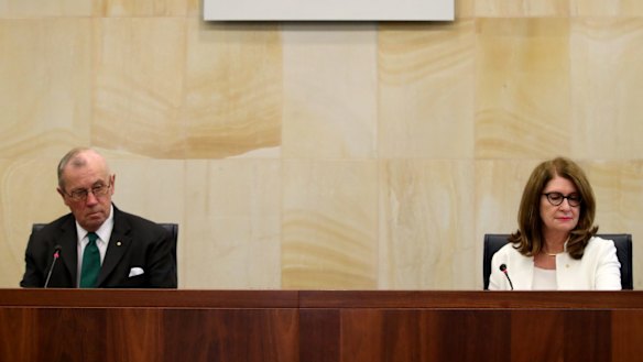 Royal Commissioners Richard Tracey and Lynelle Briggs.