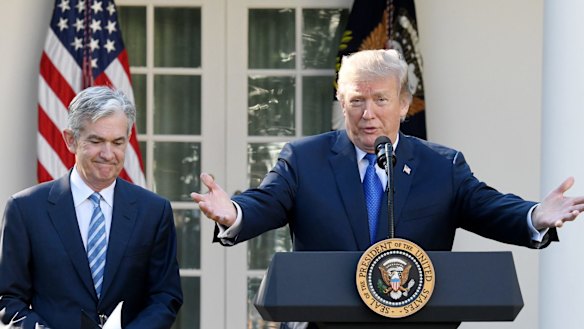 US President Donald Trump and the US Federal Reserve board chairman Jerome Powell during happier times. 