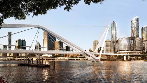 The design for the Neville Bonner Bridge, from Queen's Wharf to South Brisbane.