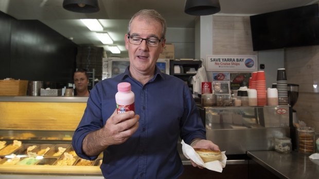 Michael Daley began his day with a pie and a strawberry milk.