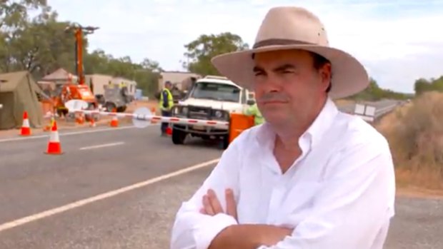 Whitsunday MP Jason Costigan inspecting the biosecurity checkpoint south of the Palmer River in far north Queensland.