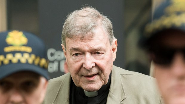 Cardinal George Pell leaving the County Court, where was found guilty of historical child sex offences.