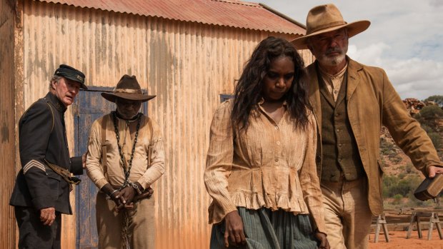 Bryan Brown, Hamilton Morris, Natassia Gorey-Furber and Sam Neill in Warwick Thornton's Sweet Country.