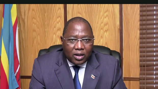 Ambrose Mandvulo Dlamini, Prime Minister of Eswatini, speaks in a pre-recorded message to the 75th session of the UN General Assembly in September.