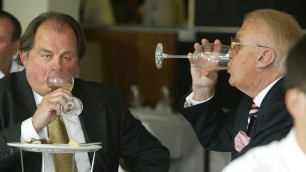John Laws pictured with his agent John Fordham at Restaurant Otto in 2004.