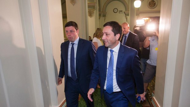 Matthew Guy leaves the Opposition Party Room after Michael O'Brien is voted the new leader of the Liberal Party of Victoria.

Photograph Paul Jeffers
The Age NEWS
06 Dec 2018