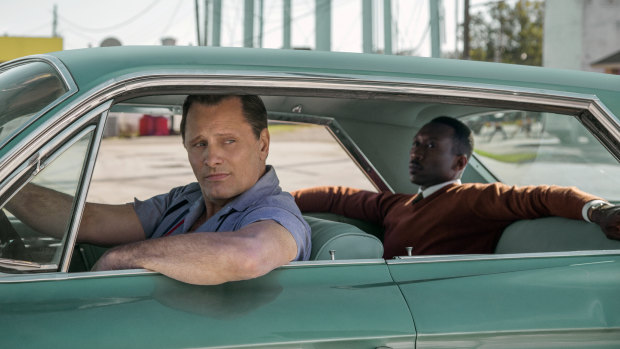 Viggo Mortensen (left) and Mahershala Ali in a scene from Green Book.