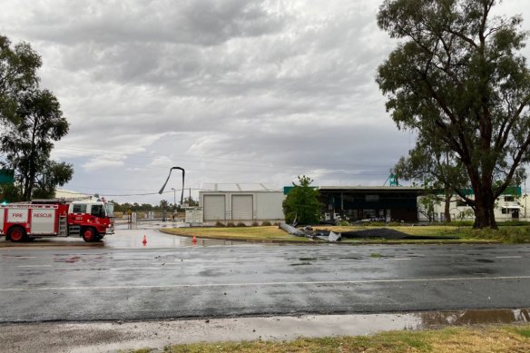 Storm damage in Wagga Wagga on Wednesday night. 