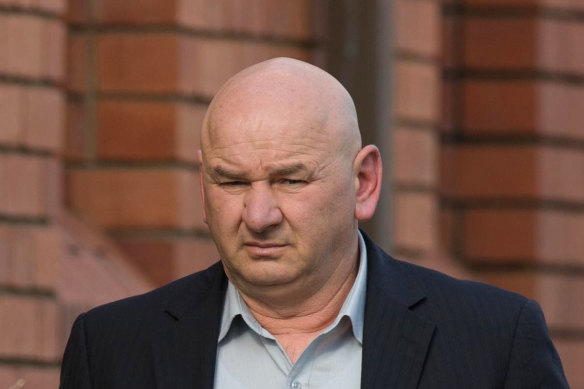 John Latorre in 2015, at the funeral of underworld figure Vince Benvenuto at St Patrick’s Church in Mentone.