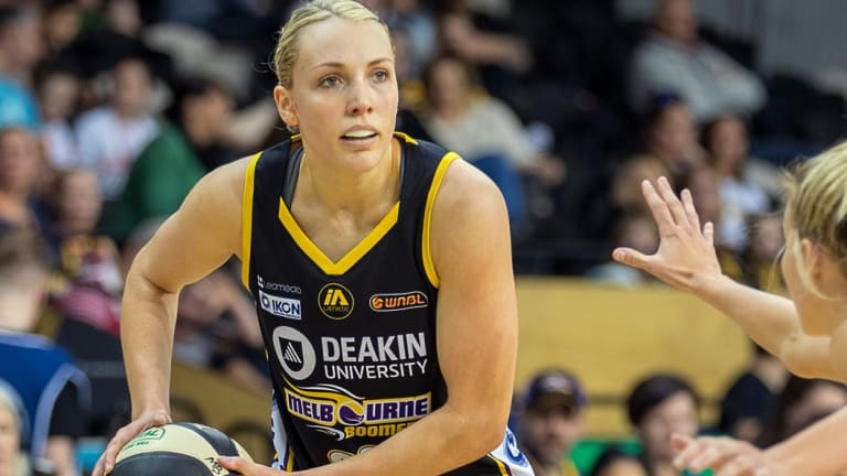 Pushing on: Boomer Maddie Garrick played her 201st match in Townsville.