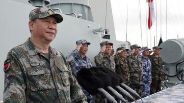 Chinese President Xi Jinping speaks after he reviewed the Chinese People's Liberation Army Navy fleet in the South China Sea in April last year.