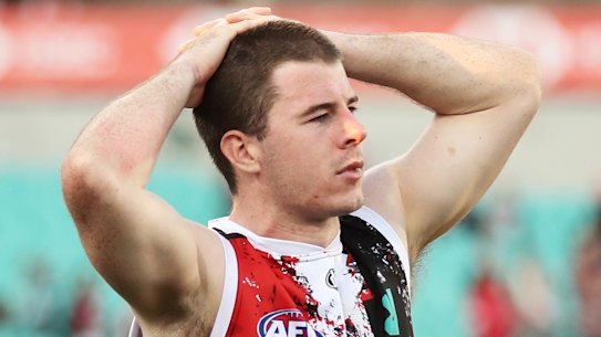 Jack Higgins after St Kilda’s defeat by the Swans.