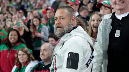 Russell Crowe and his beloved Rabbitohs.