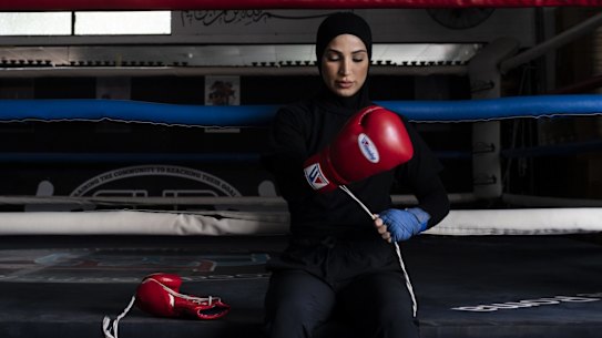 Boxer Tina Rahimi at Brotherhood Boxn Gym in Greenacre.
