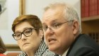 Prime Minister Scott Morrison and Minister for Women Marise Payne during the first meeting of cabinet’s women’s taskforce in April.