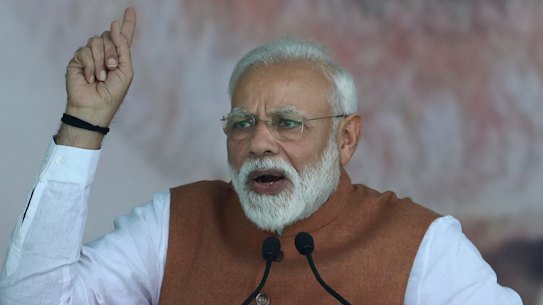 Prime Minister Narendra Modi at a campaign rally.