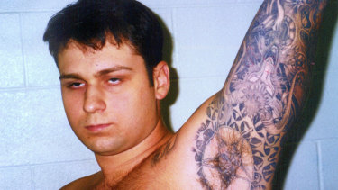 This photo of John William King, showing some of his tattoos, was entered into evidence in Jasper, Texas, in 1999. 