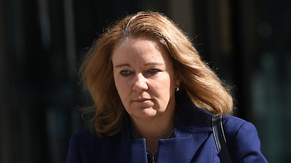 Colonial's Linda Elkins leaving the royal commission in Melbourne last week.