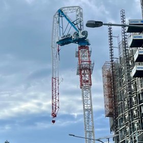 A crane at Burleigh Heads was buckled in the storm on Christmas night.