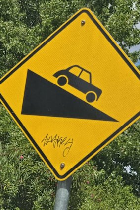 The sign that Sontag alleges the teenager vandalised. 