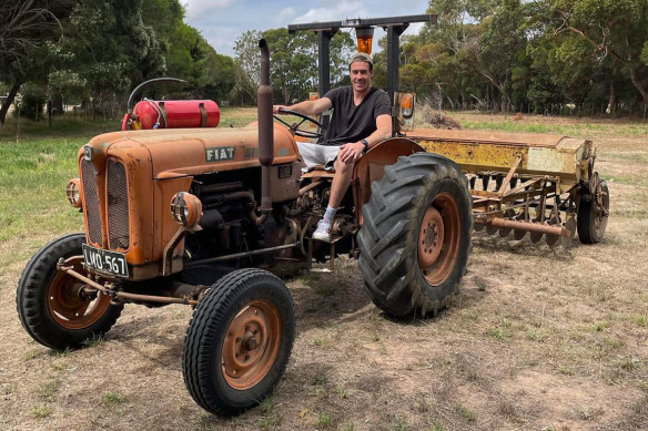 Jeremy Cameron on his farm outside of Geelong.