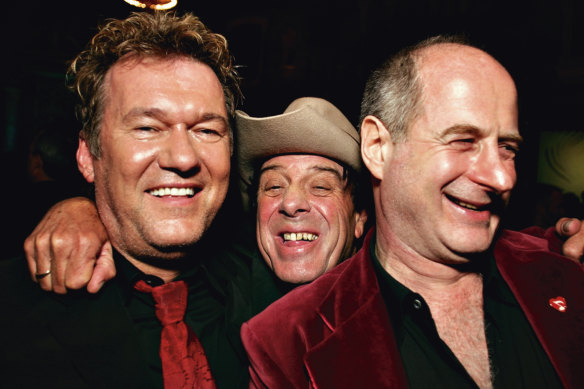 Oz Rock legends all: Jimmy Barnes, Molly Meldrum and Michael Gudinski.