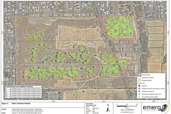 A map outlining the remaining trees on the proposed estate, many of which could now be removed.