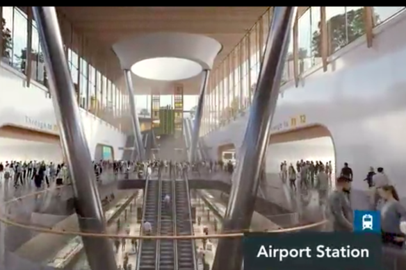 An artist's impression of the airport rail link station. 
