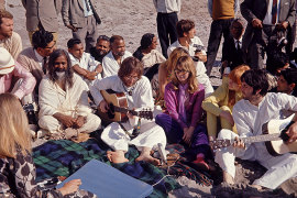 Maharishi Mahesh Yogi, John Lennon, Cynthia Lennon, Jane Asher and Paul McCartney living a communal lifestyle in India in 1968.