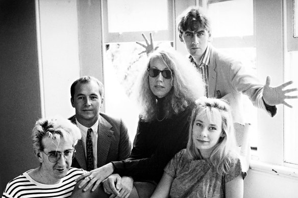 The Go-Betweens circa 1988: from left to right, John Willsteed, Grant McLennan, Lindy Morrison, Robert Forster and Amanda Brown.