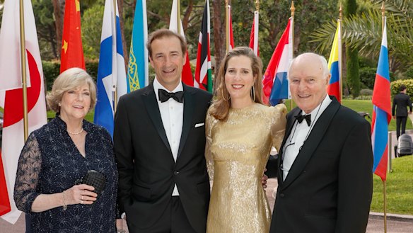 Jo Horgan arrives at the EY World Entrepreneur of the Year awards with her husband and parents.