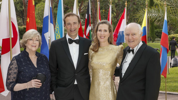 Jo Horgan arrives at the EY World Entrepreneur of the Year awards with her husband and parents.